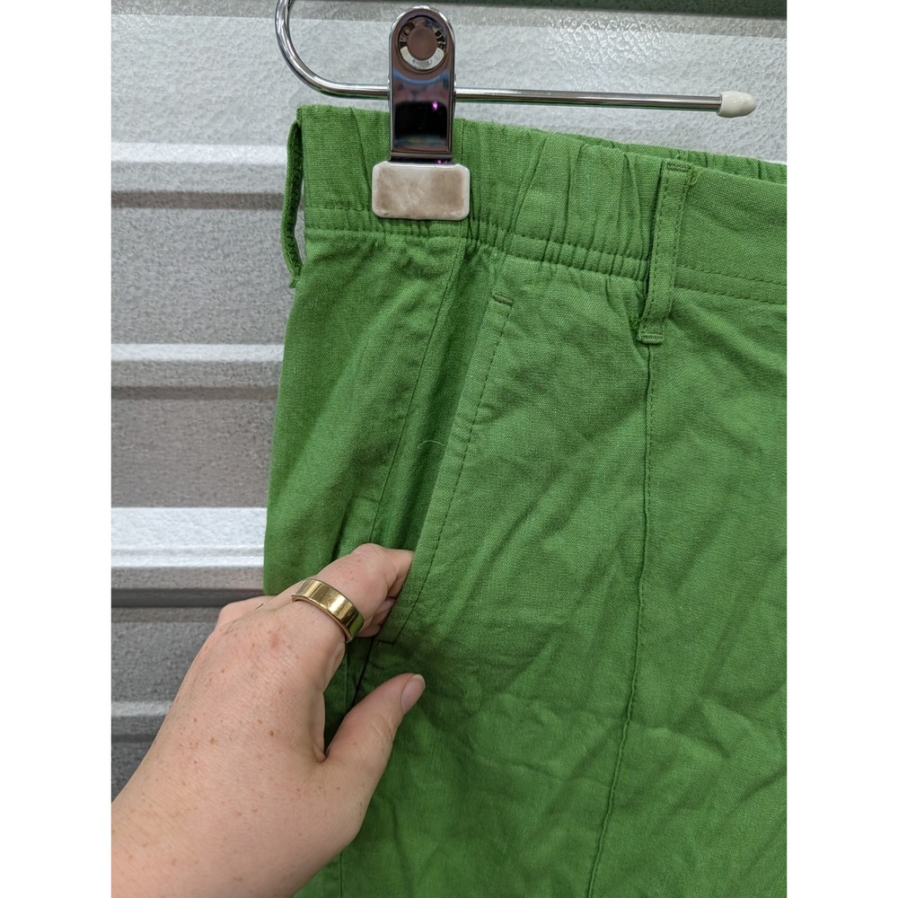 J. Jill Women's Linen Stretch Green Cropped Straight Leg Pants- Medium - Picture 6 of 6